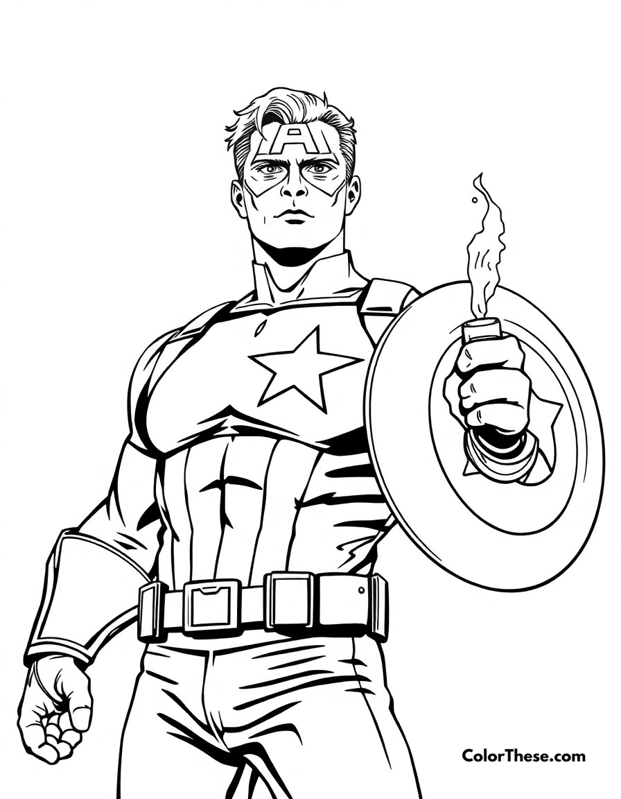 Free printable captain america first avenger coloring page for kids and adults - A steve rogers' transformation into captain america with the super soldier serum.