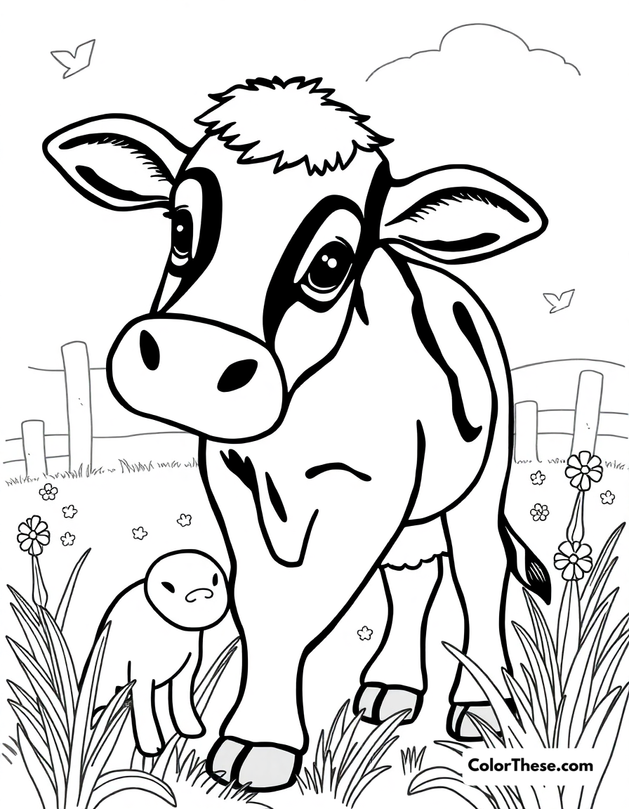 Free printable farm visit coloring page for kids and adults - A jj learning about animals and life on the farm.