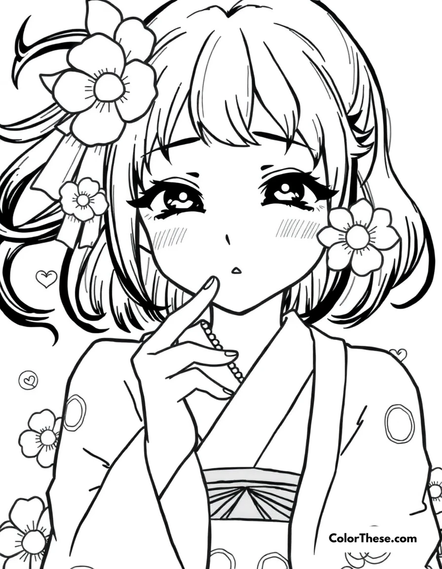 Free printable mitsuri's love breathing coloring page for kids and adults - A mitsuri kanroji using her unique love breathing technique.