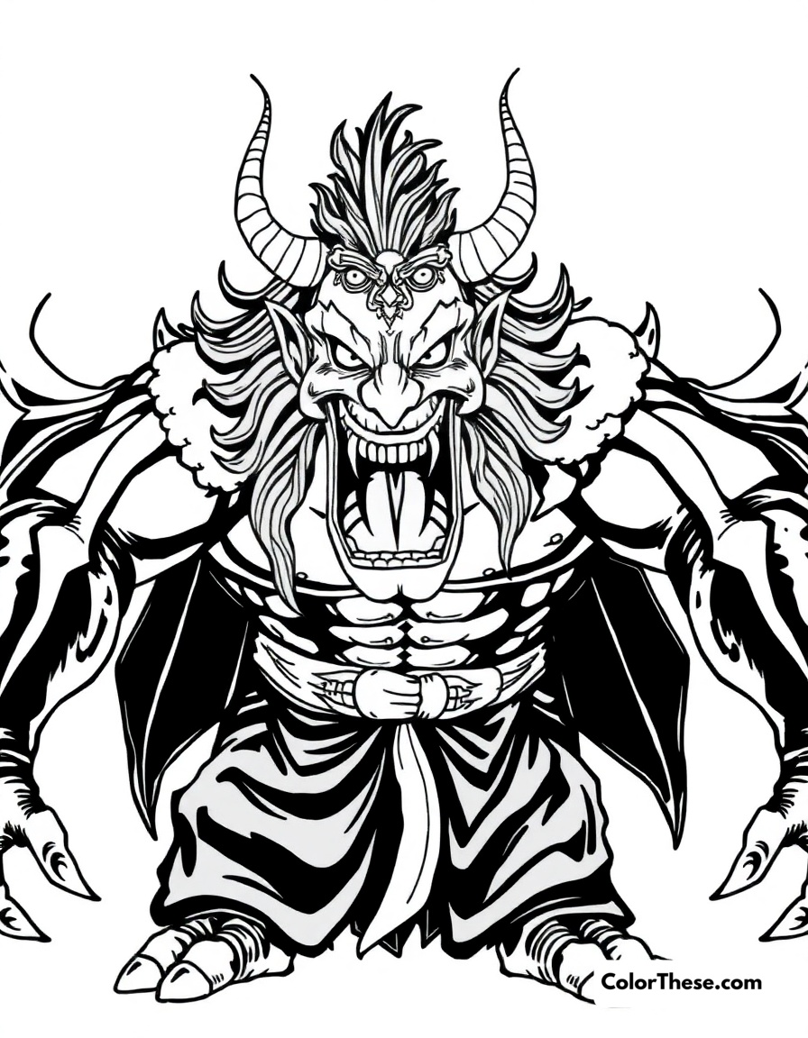 Free printable muzan's demon form coloring page for kids and adults - A muzan kibutsuji revealing his true demon form.