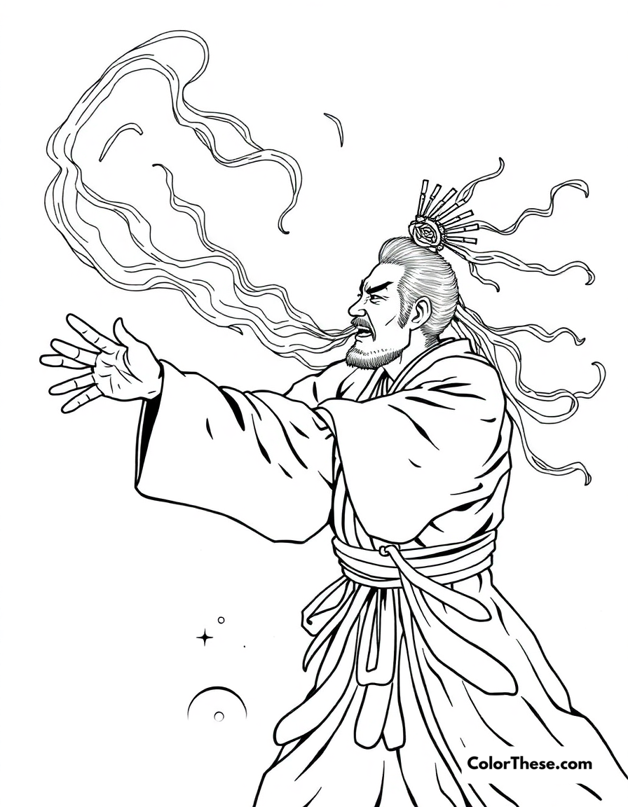 Free printable sanemi's wind breathing coloring page for kids and adults - A sanemi shinazugawa unleashing wind breathing techniques.