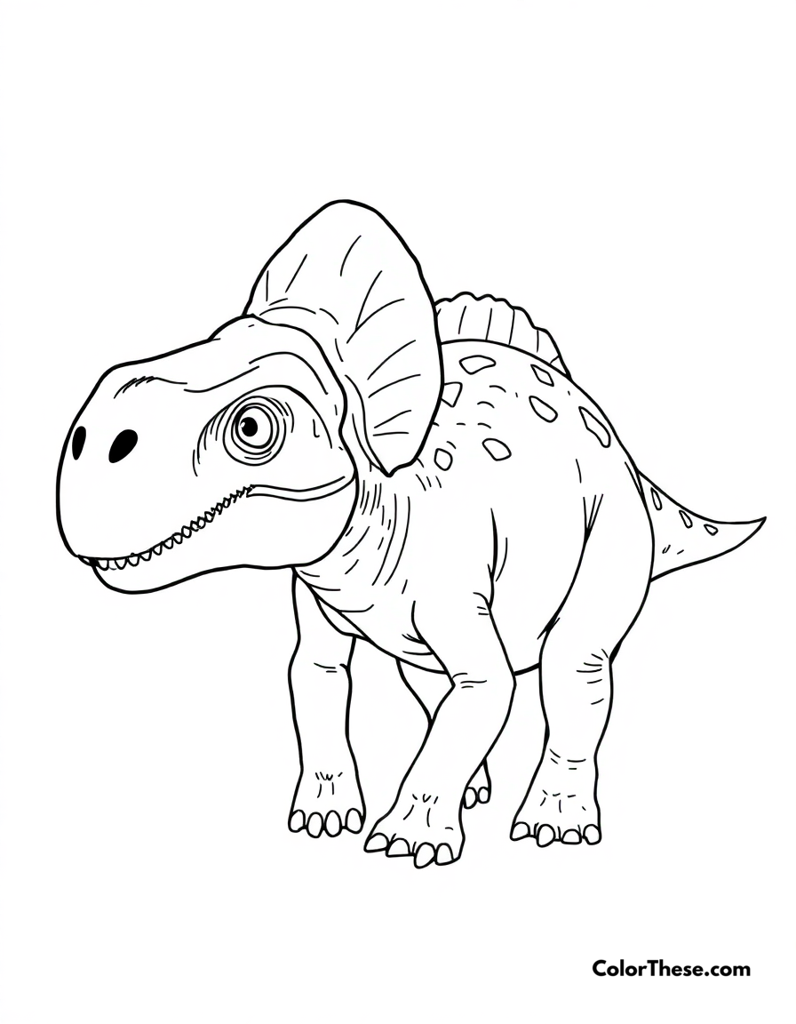 Free printable domed pachycephalosaurus coloring page for kids and adults - A a pachycephalosaurus showing its distinctive thick skull dome.