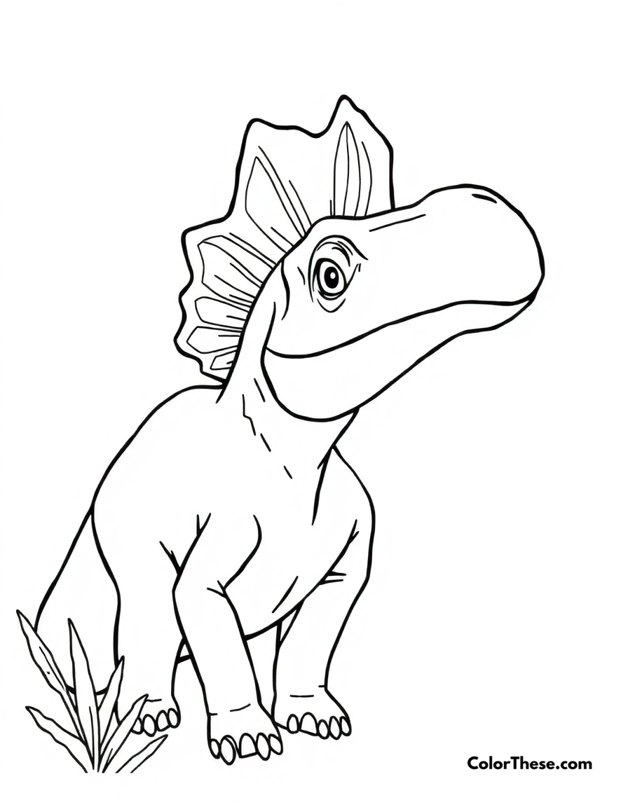 Free printable swift parasaurolophus coloring page for kids and adults - A a parasaurolophus with its distinctive head crest.