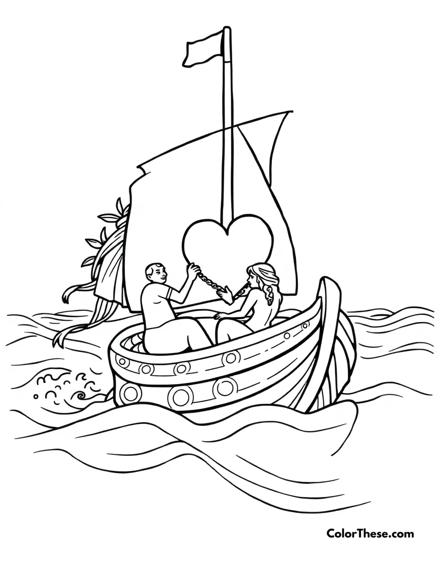 Free printable moana's ocean journey coloring page for kids and adults - A moana sailing with the heart of te fiti.