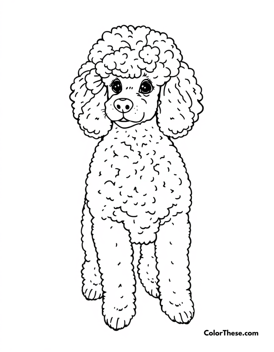 Free printable poodle coloring page for kids and adults - A a poodle with its curly fur and elegant stance.