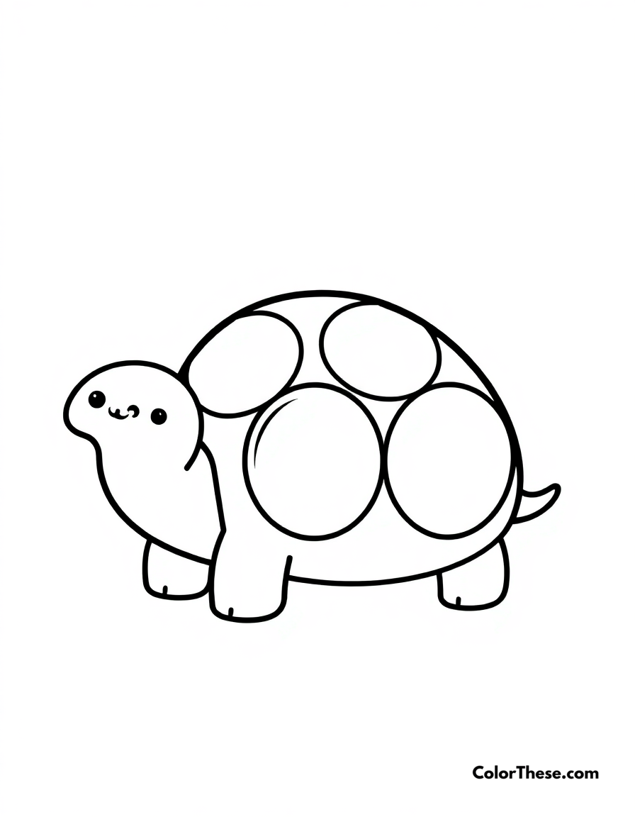 Free printable little turtle coloring page for kids and adults - A a simple turtle design with a shell and a friendly face.