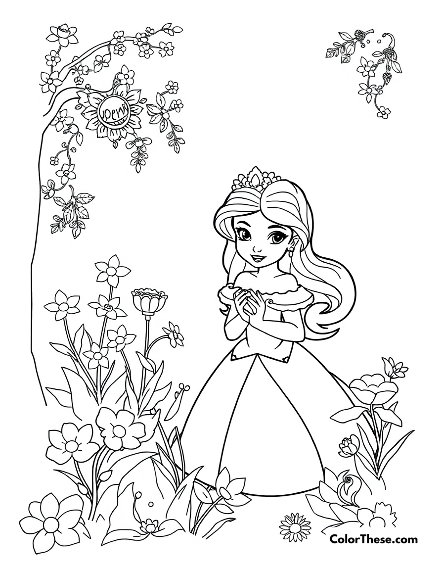 Free printable isabela's flower garden coloring page for kids and adults - A isabela creating a beautiful garden with her flower powers in encanto (disney).