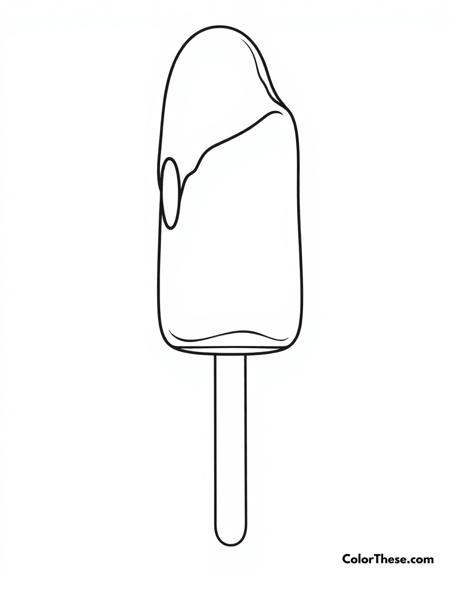 Free printable ice cream popsicle coloring page for kids and adults - A a fun ice cream popsicle on a stick.