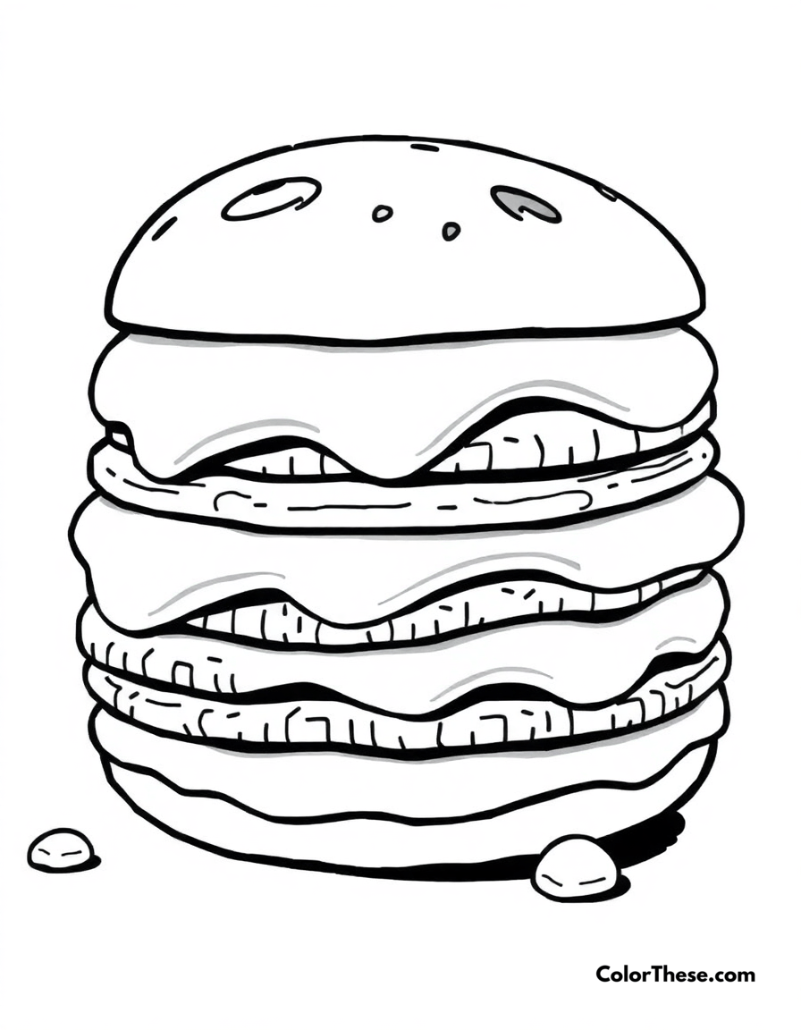 Free printable ice cream sandwich coloring page for kids and adults - A a classic ice cream sandwich with cookies.