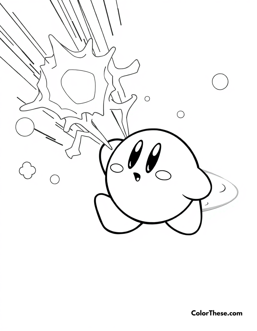 Free printable kirby with beam ability coloring page for kids and adults - A kirby using his powerful beam ability.