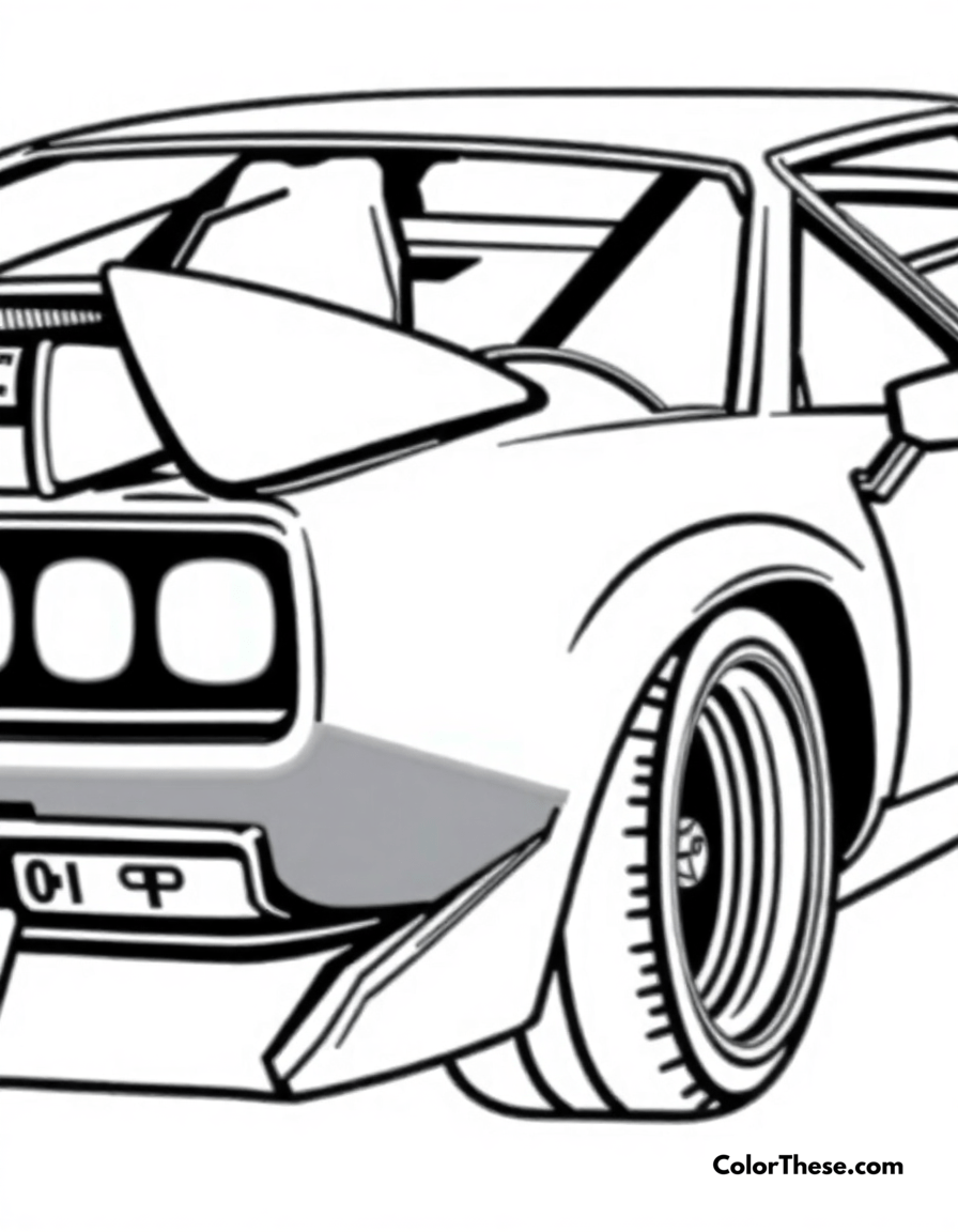 Free printable lamborghini countach coloring page for kids and adults - A a classic lamborghini countach in a retro pose.