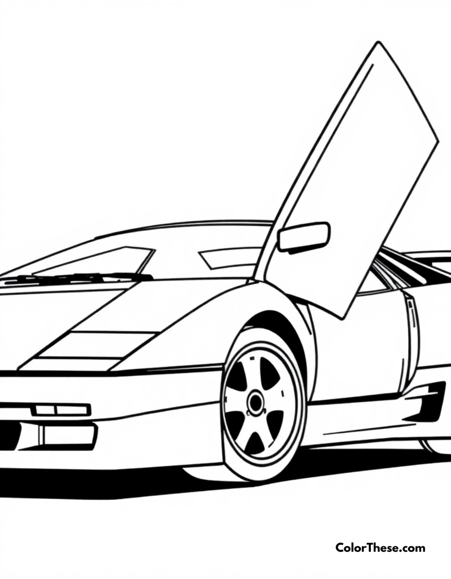 Free printable lamborghini diablo coloring page for kids and adults - A a classic lamborghini diablo in a powerful pose.