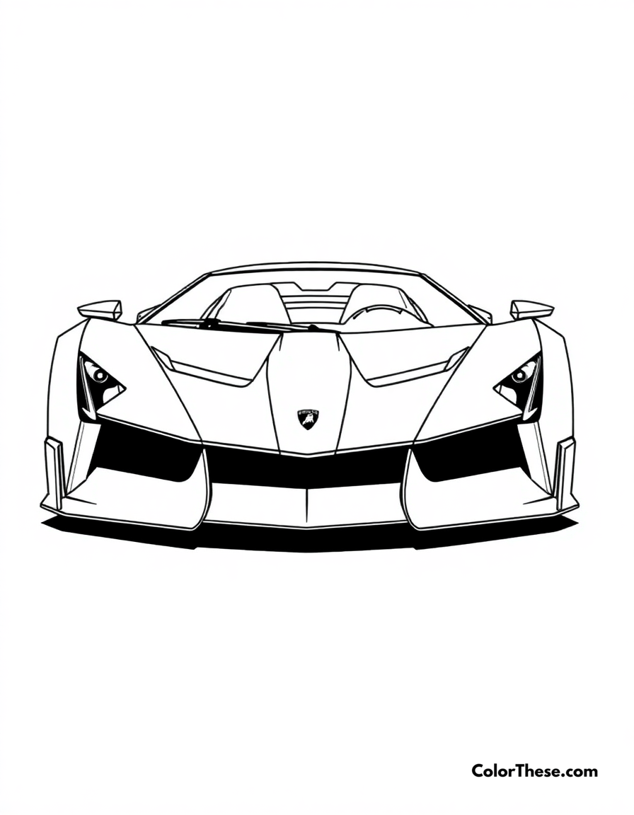 Free printable lamborghini egoista coloring page for kids and adults - A a futuristic lamborghini egoista in a striking pose.