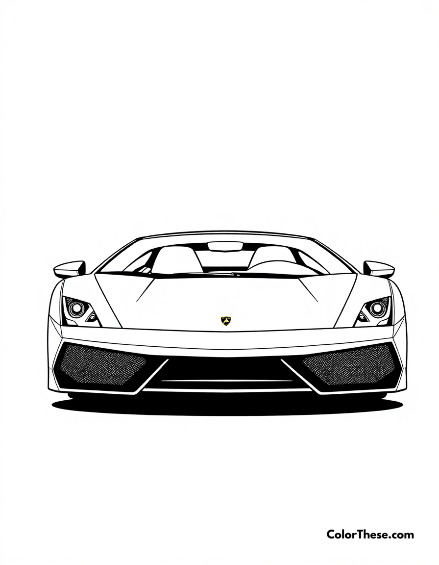 Free printable lamborghini gallardo coloring page for kids and adults - A a stylish lamborghini gallardo in a sleek pose.