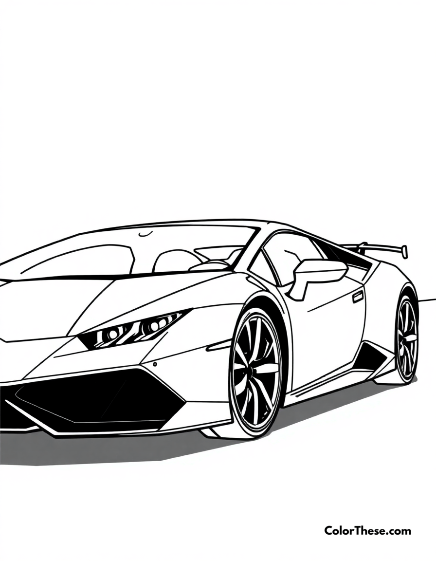 Free printable lamborghini huracán coloring page for kids and adults - A a stylish lamborghini huracán ready to hit the road.