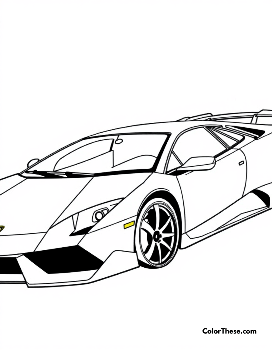 Free printable lamborghini murciélago coloring page for kids and adults - A a sleek lamborghini murciélago in a dynamic pose.