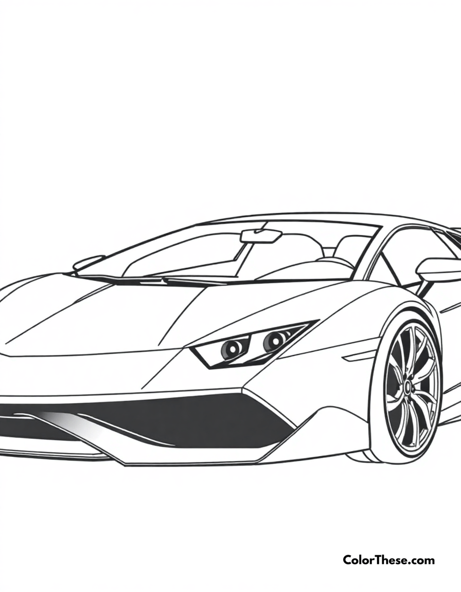 Free printable lamborghini sian coloring page for kids and adults - A a hybrid lamborghini sian in a sleek pose.