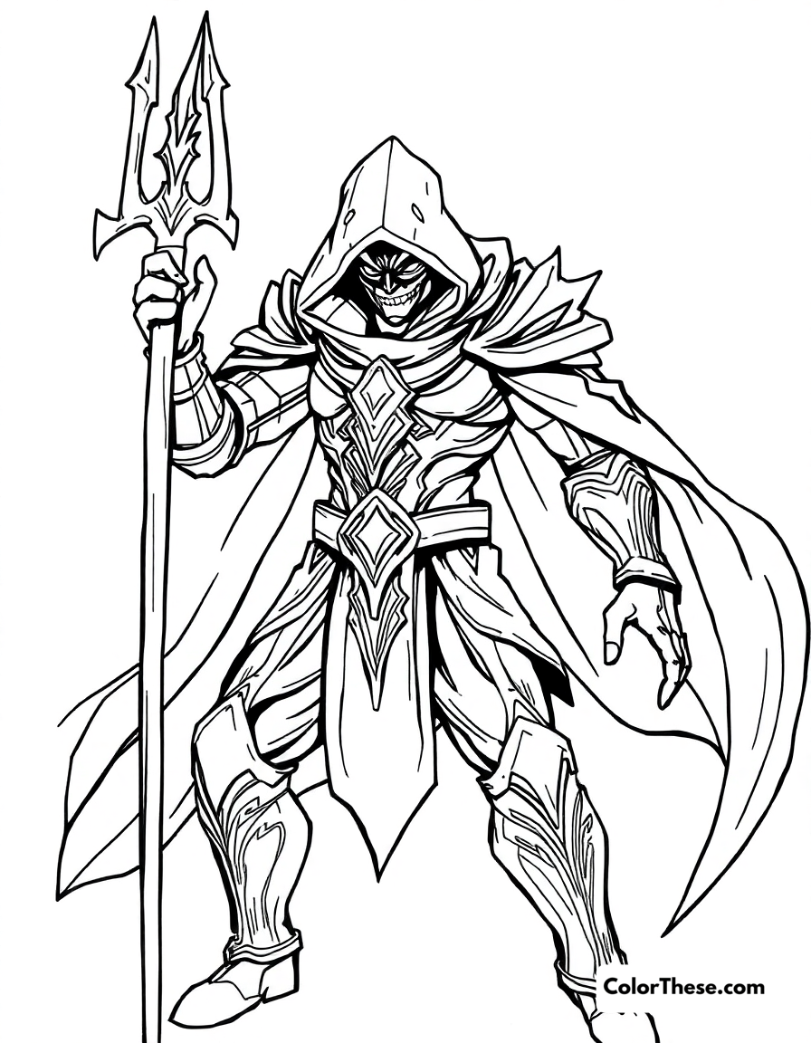 Free printable zed in shadow form coloring page for kids and adults - A zed, the master of shadows from league of legends, in his shadowy form.