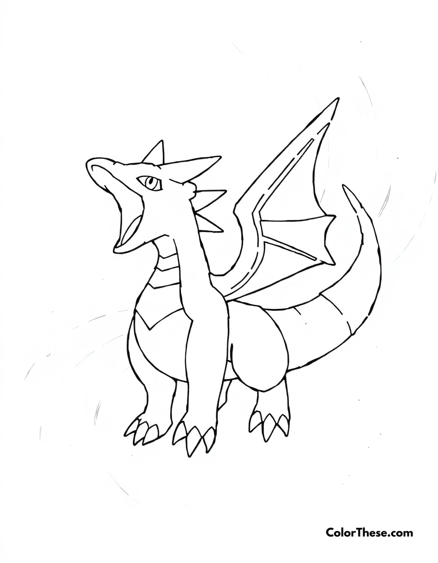 Free printable palkia in a spacial void coloring page for kids and adults - A palkia, the spatial pokémon, in a spacial void.