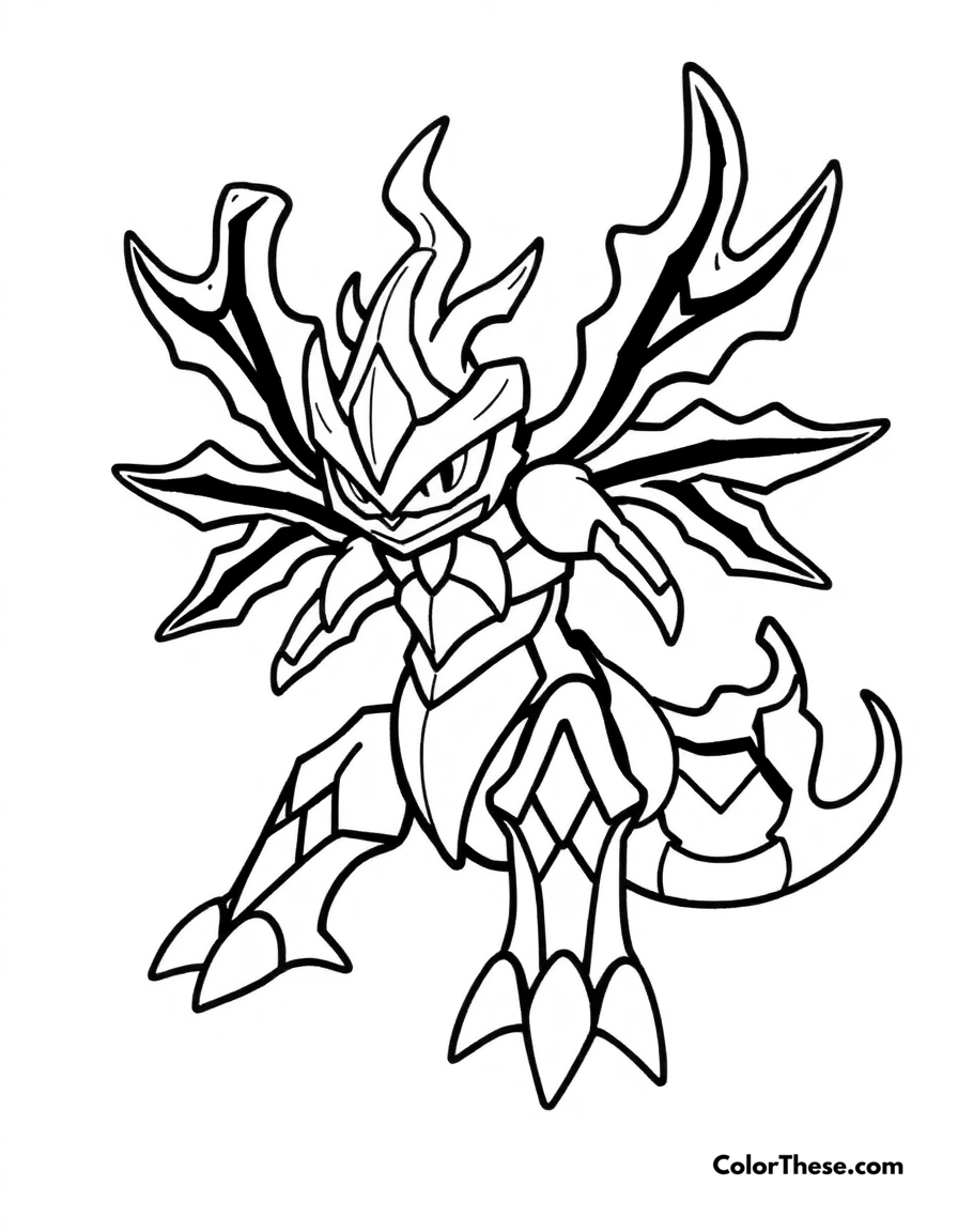 Free printable zygarde in its complete form coloring page for kids and adults - A zygarde, the order pokémon, in its complete form.