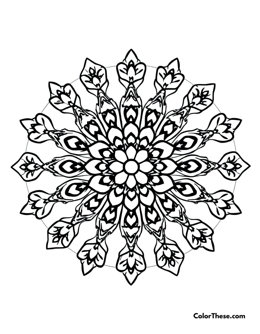 Free printable dog mandala with paw print patterns coloring page for kids and adults - A a mandala featuring dog-inspired paw print patterns.