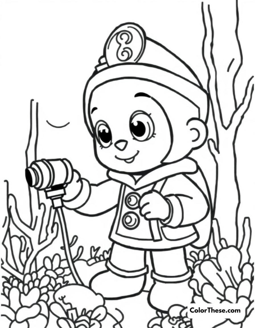 Free printable shellington studying sea life coloring page for kids and adults - A shellington the octonauts scientist studying marine life.