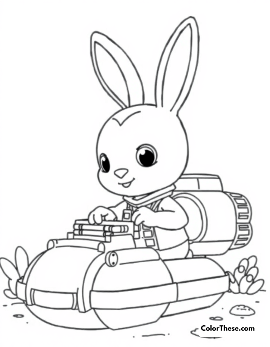 Free printable tweak building a gup coloring page for kids and adults - A tweak the octonauts bunny engineer building a gup vehicle.