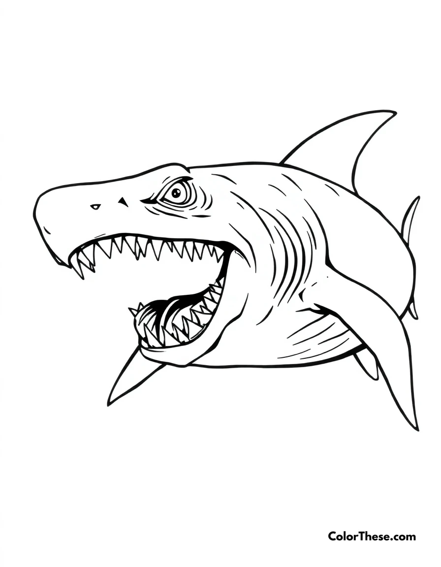 Free printable goblin shark coloring page. A goblin shark with its unique protruding jaw.