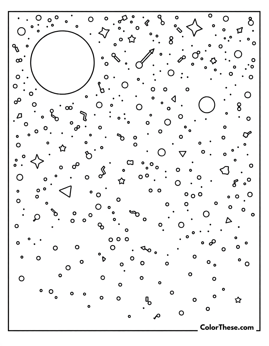 Free printable constellation patterns coloring page for kids and adults - A a night sky filled with constellation patterns.