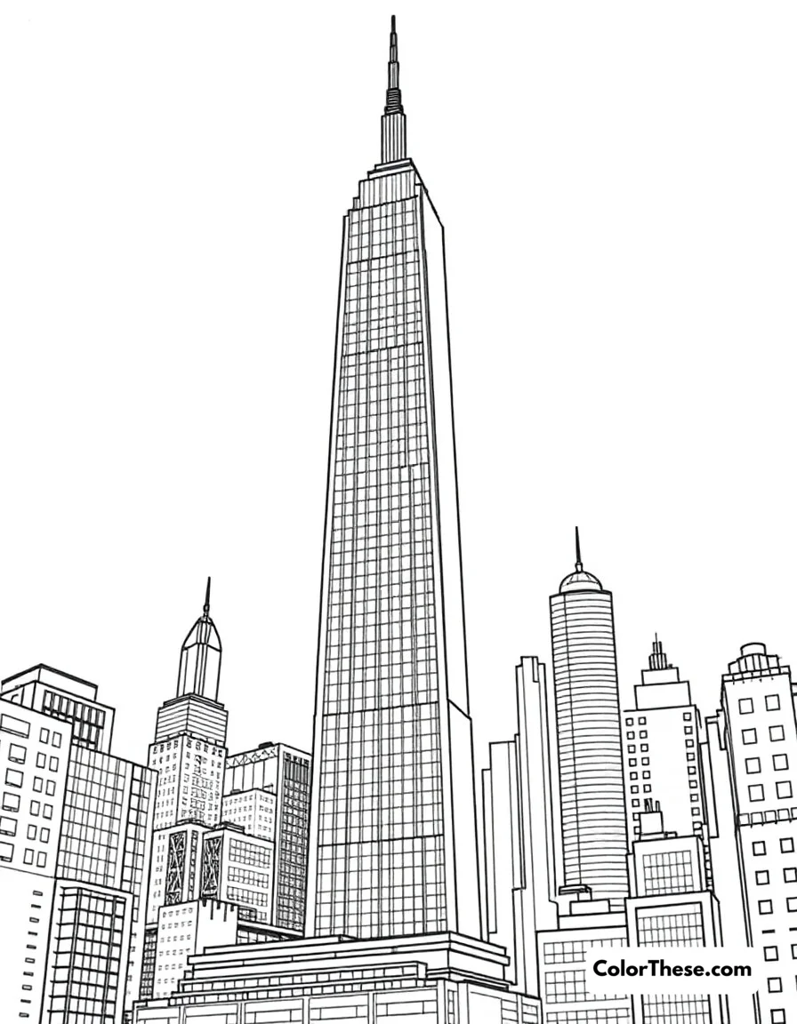 Free printable avengers tower coloring page for kids and adults. The impressive Avengers Tower standing tall in New York City.