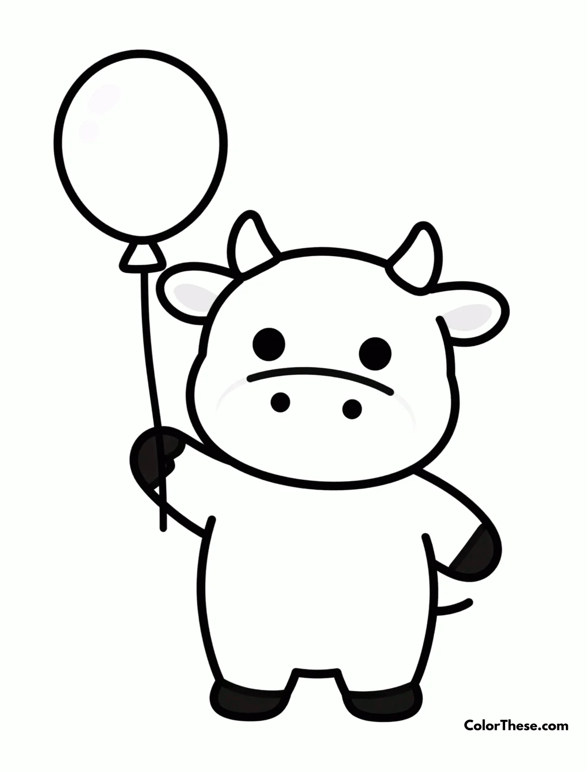 Free printable cow with a balloon coloring page for kids and adults. Download the Cow with a Balloon coloring page for a fun and creative experience. Perfect for all ages, this free printable offers a delightful escape.