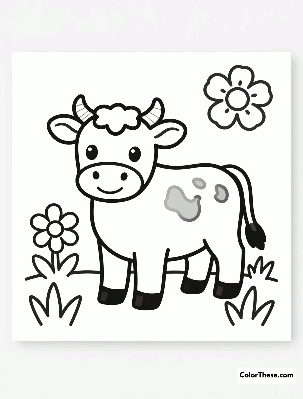 Free printable cute calf in a meadow coloring page for kids and adults. Explore creativity with the Cute Calf in a Meadow coloring page. Perfect for all ages, download and print to enjoy a delightful coloring experience.
