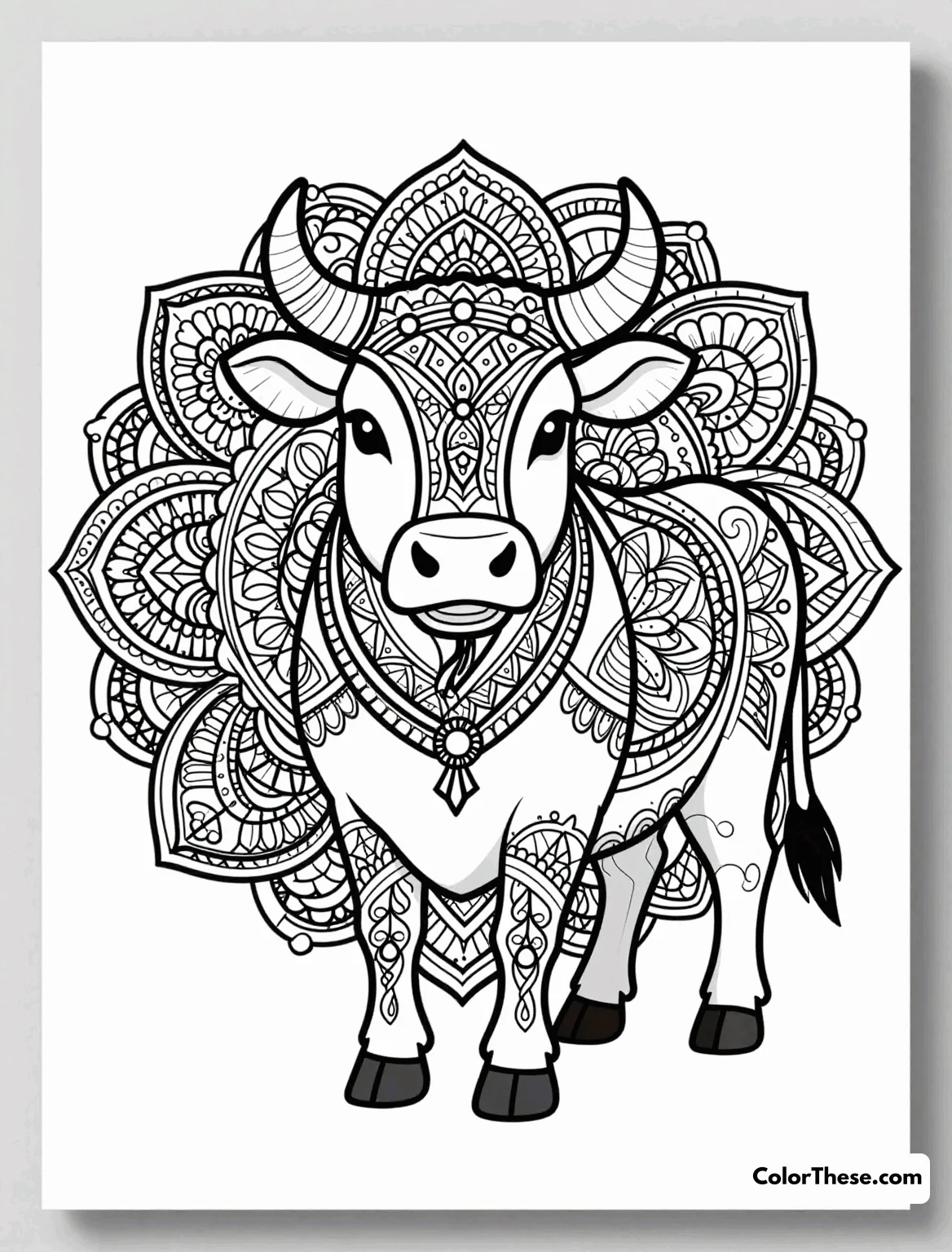 Free printable mandala cow pattern coloring page for kids and adults. Explore the Mandala Cow Pattern coloring page. Perfect for all ages, this free printable offers a unique blend of mandala and cow motifs. Download now!