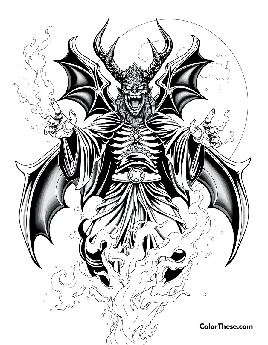 Free printable akaza's blood demon art coloring page for kids and adults. Upper Moon Three Akaza displaying his powerful Blood Demon Art.