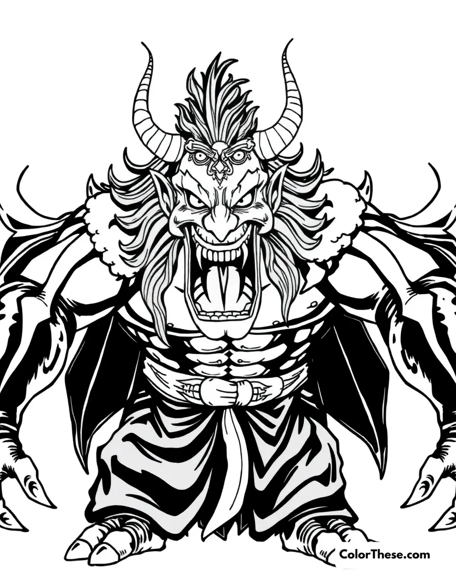 Free printable muzan's demon form coloring page. Muzan Kibutsuji revealing his true demon form.