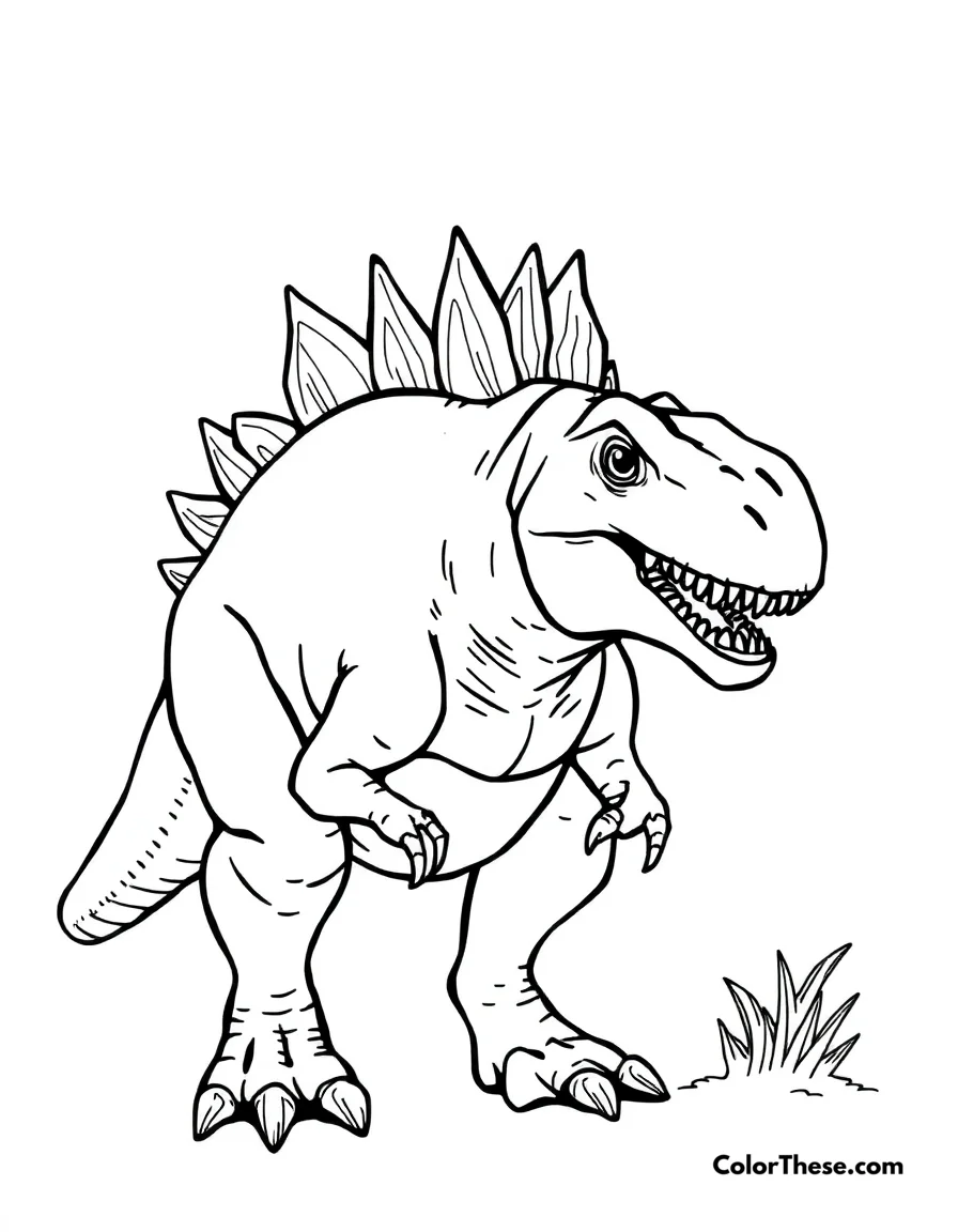 Free printable spiked kentrosaurus coloring page for kids and adults. A well-defended Kentrosaurus with its impressive spikes.