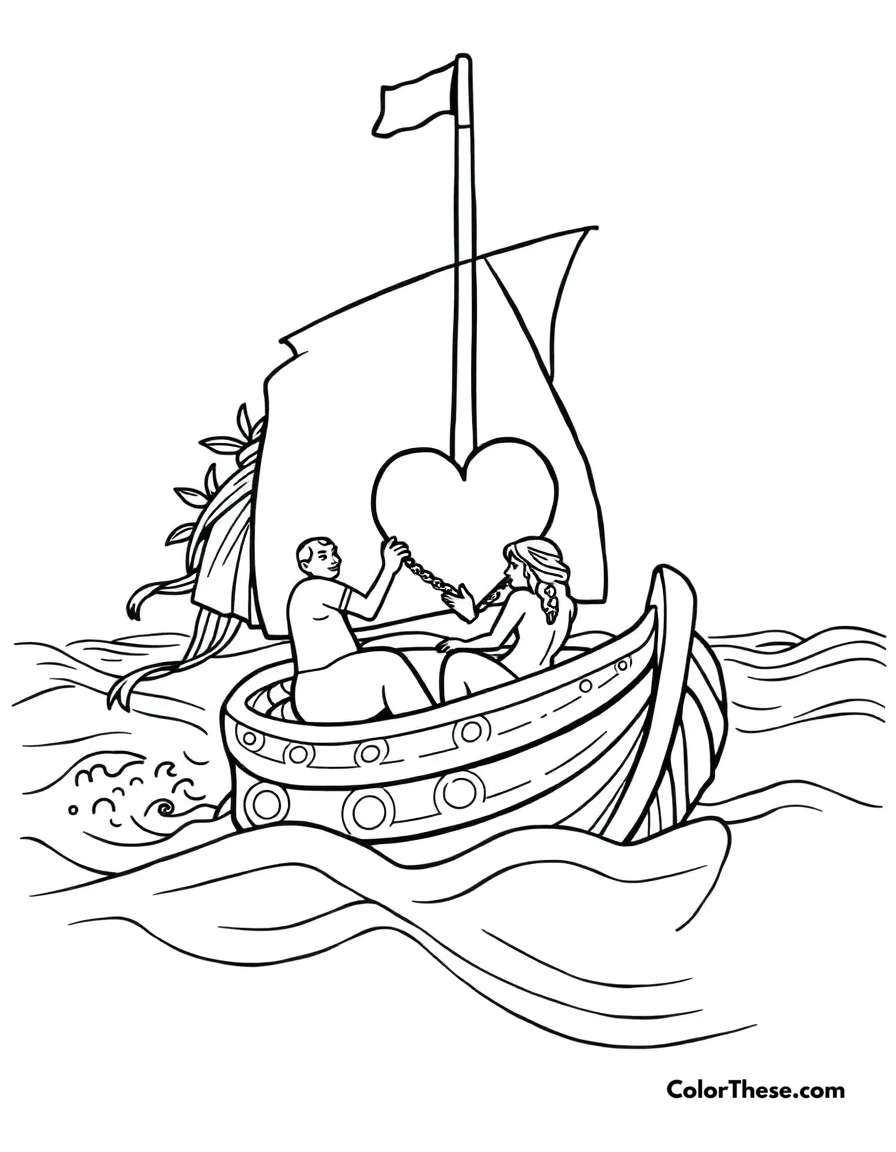 Free printable moana's ocean journey coloring page for kids and adults. Moana sailing with the heart of Te Fiti.