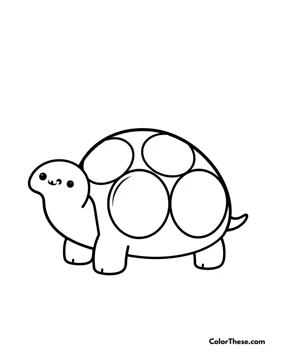 Free printable little turtle coloring page for kids and adults. A simple turtle design with a shell and a friendly face.