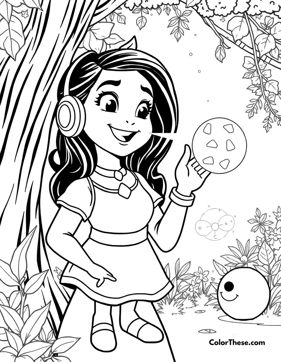 Free printable dolores listening coloring page for kids and adults. Dolores using her super hearing to listen to the world in Encanto (Disney).