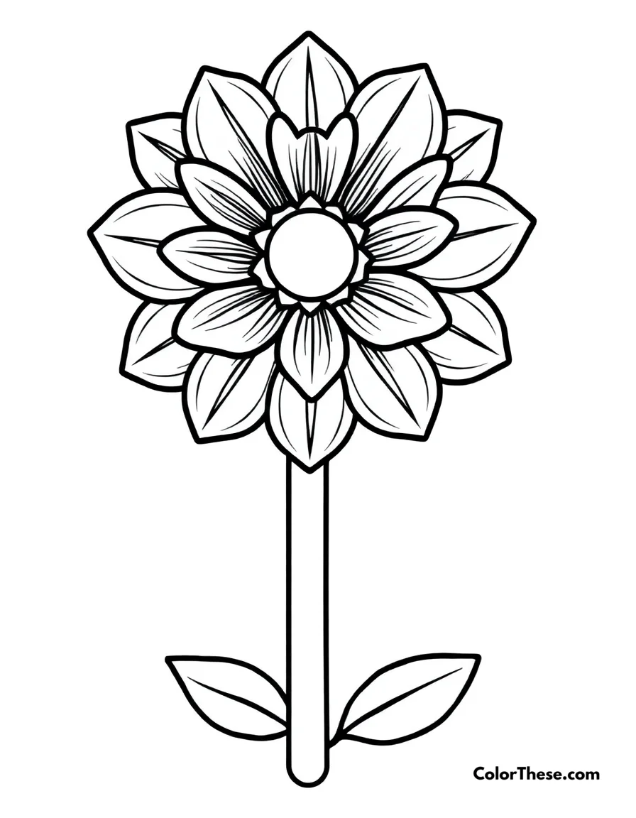 Free printable ice cream flower coloring page for kids and adults. A flower-shaped ice cream pop with petals.