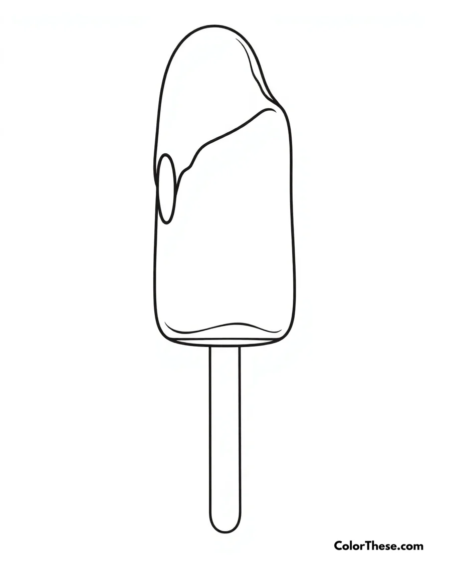 Free printable ice cream popsicle coloring page for kids and adults. A fun ice cream popsicle on a stick.