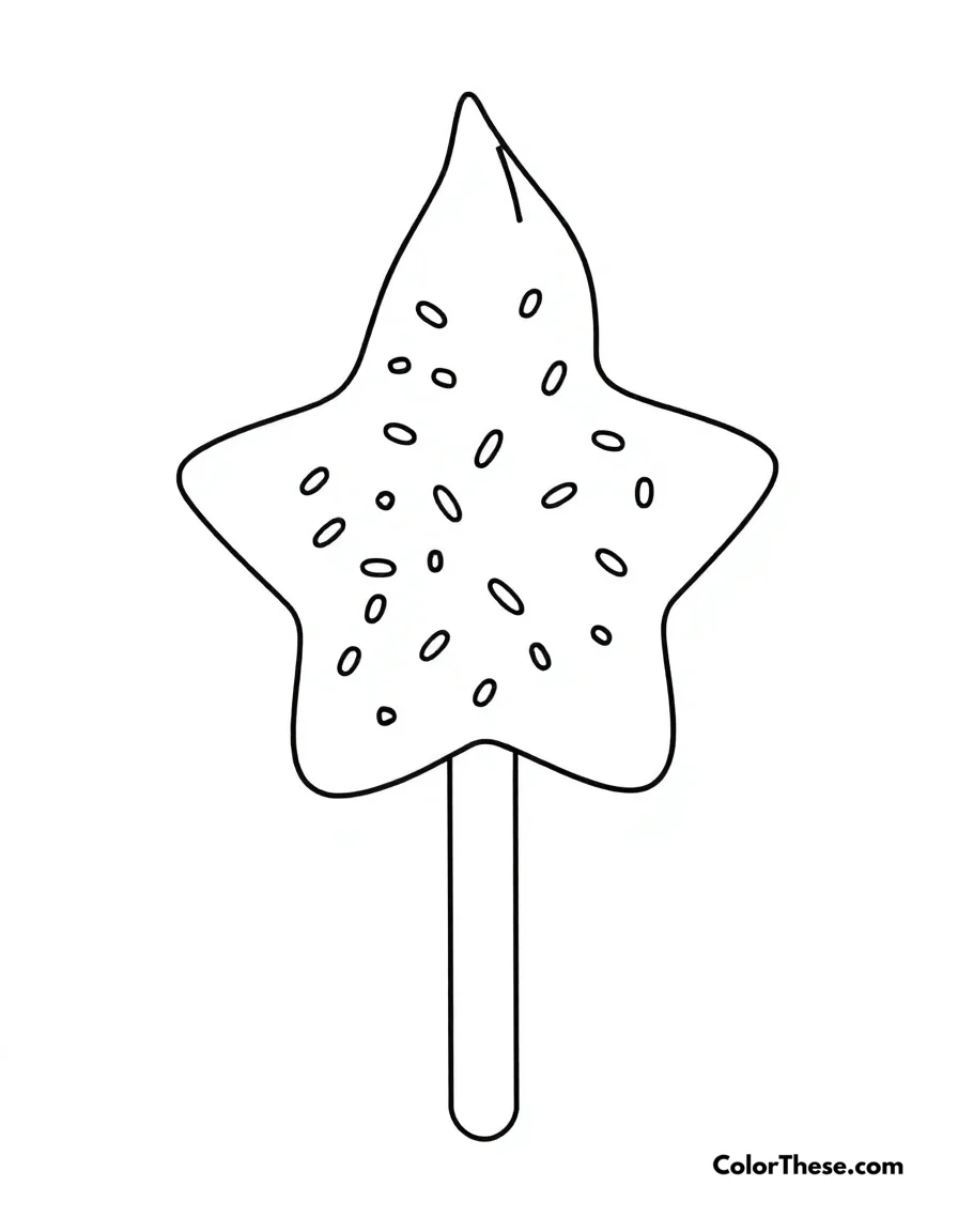 Free printable ice cream star coloring page for kids and adults. A star-shaped ice cream pop with sprinkles.