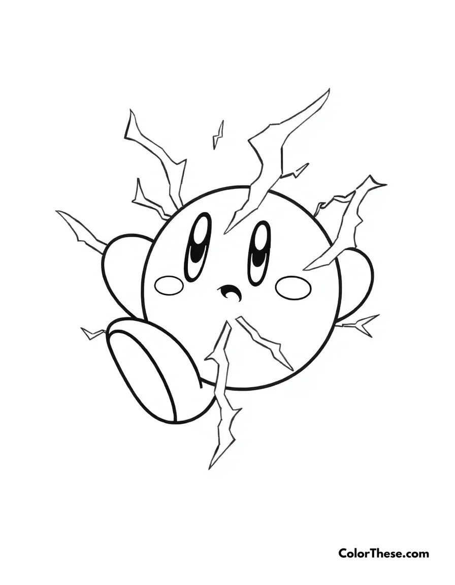 Free printable kirby with spark ability coloring page. Kirby using his electric spark ability.
