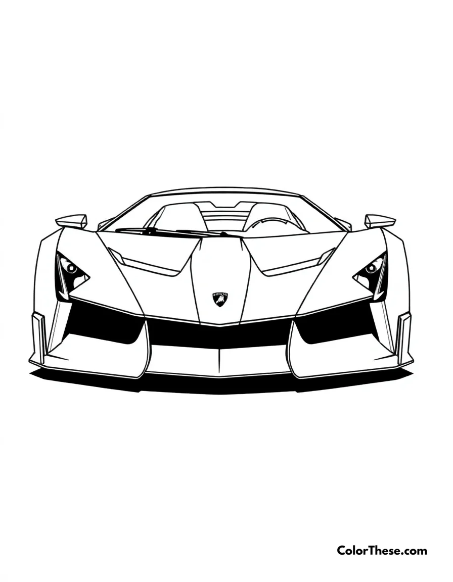 Free printable lamborghini egoista coloring page for kids and adults. A futuristic Lamborghini Egoista in a striking pose.