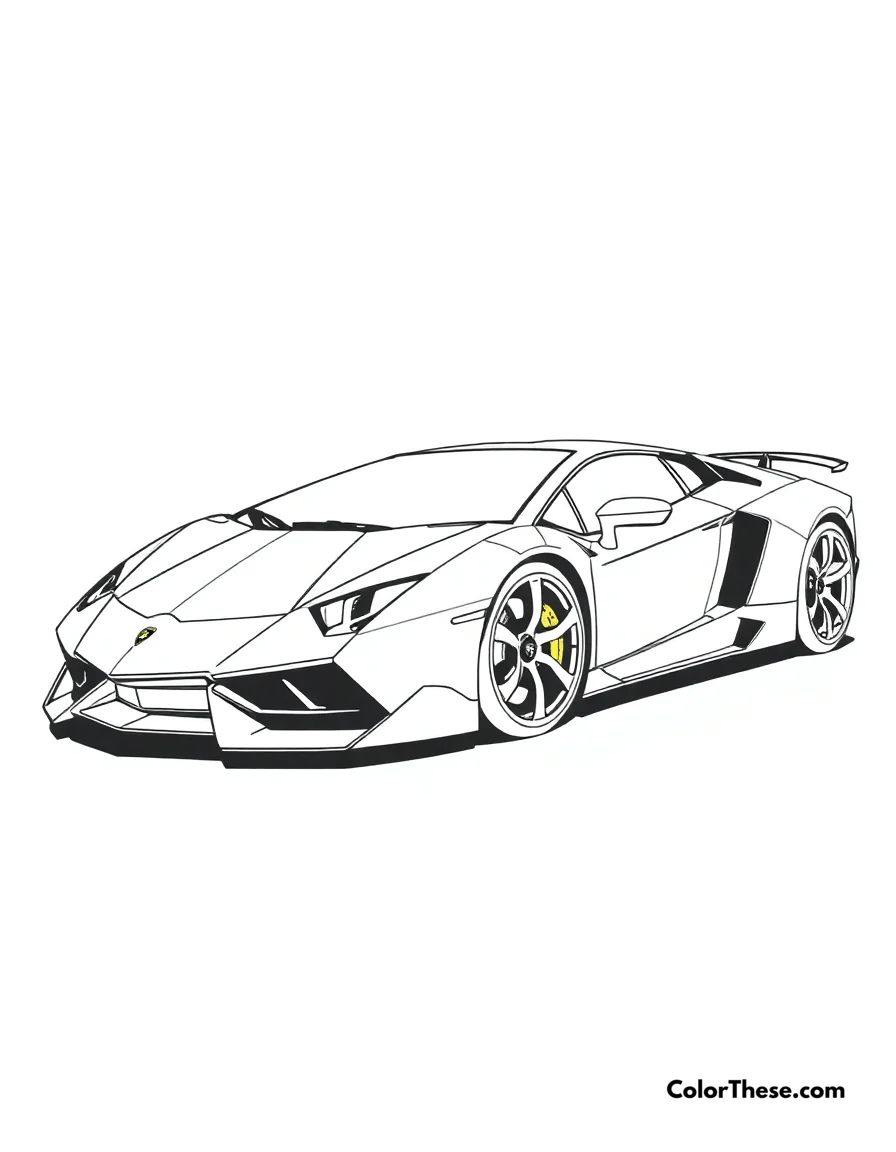 Free printable lamborghini reventón coloring page for kids and adults. A futuristic Lamborghini Reventón in a dynamic pose.