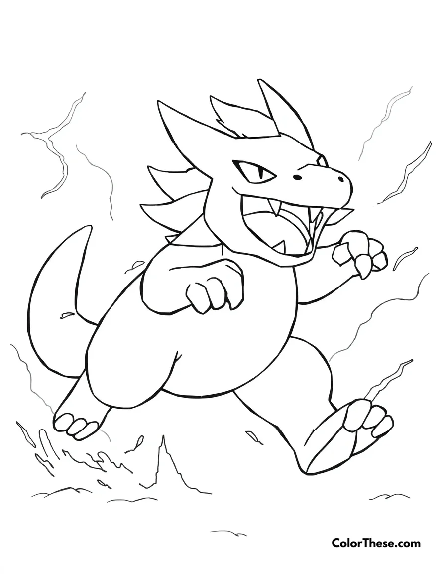 Free printable raikou running through a storm coloring page for kids and adults. Raikou, the Thunder Pokémon, running through a storm.