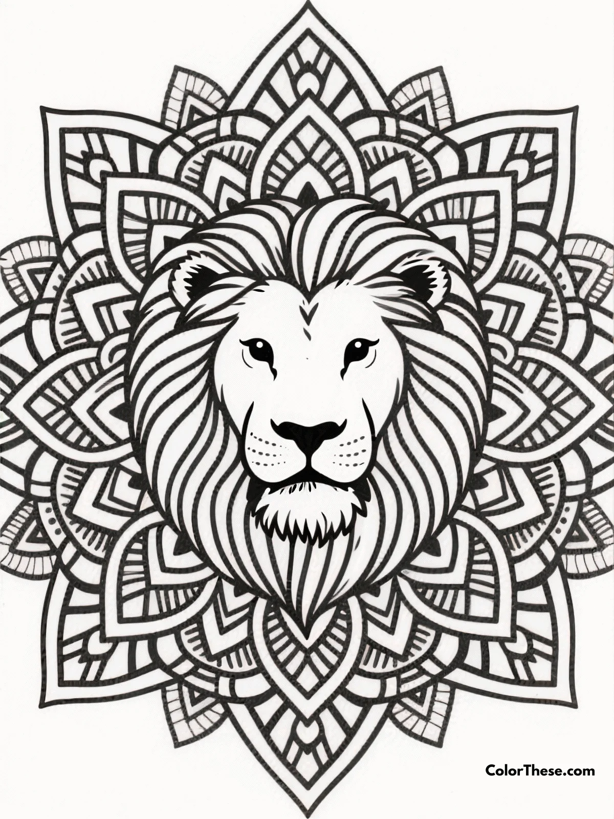 Free printable intricate lion mandala coloring page for kids and adults. Experience the tranquility of coloring with our intricate lion mandala, designed for precision and offering a meditative escape.