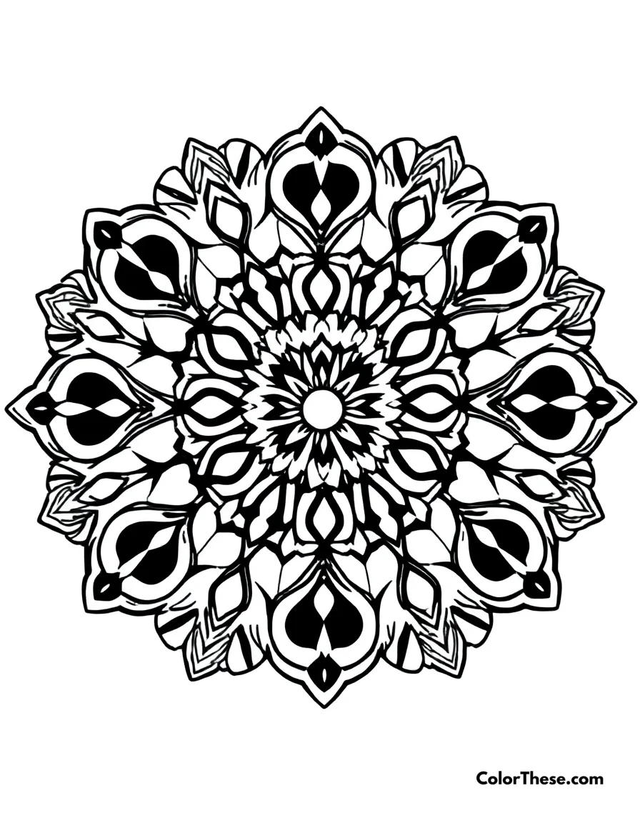 Free printable bear mandala with paw patterns coloring page. A mandala featuring bear-inspired paw patterns.