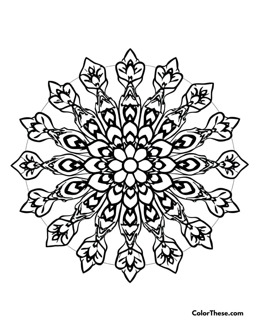 Free printable dog mandala with paw print patterns coloring page for kids and adults. A mandala featuring dog-inspired paw print patterns.