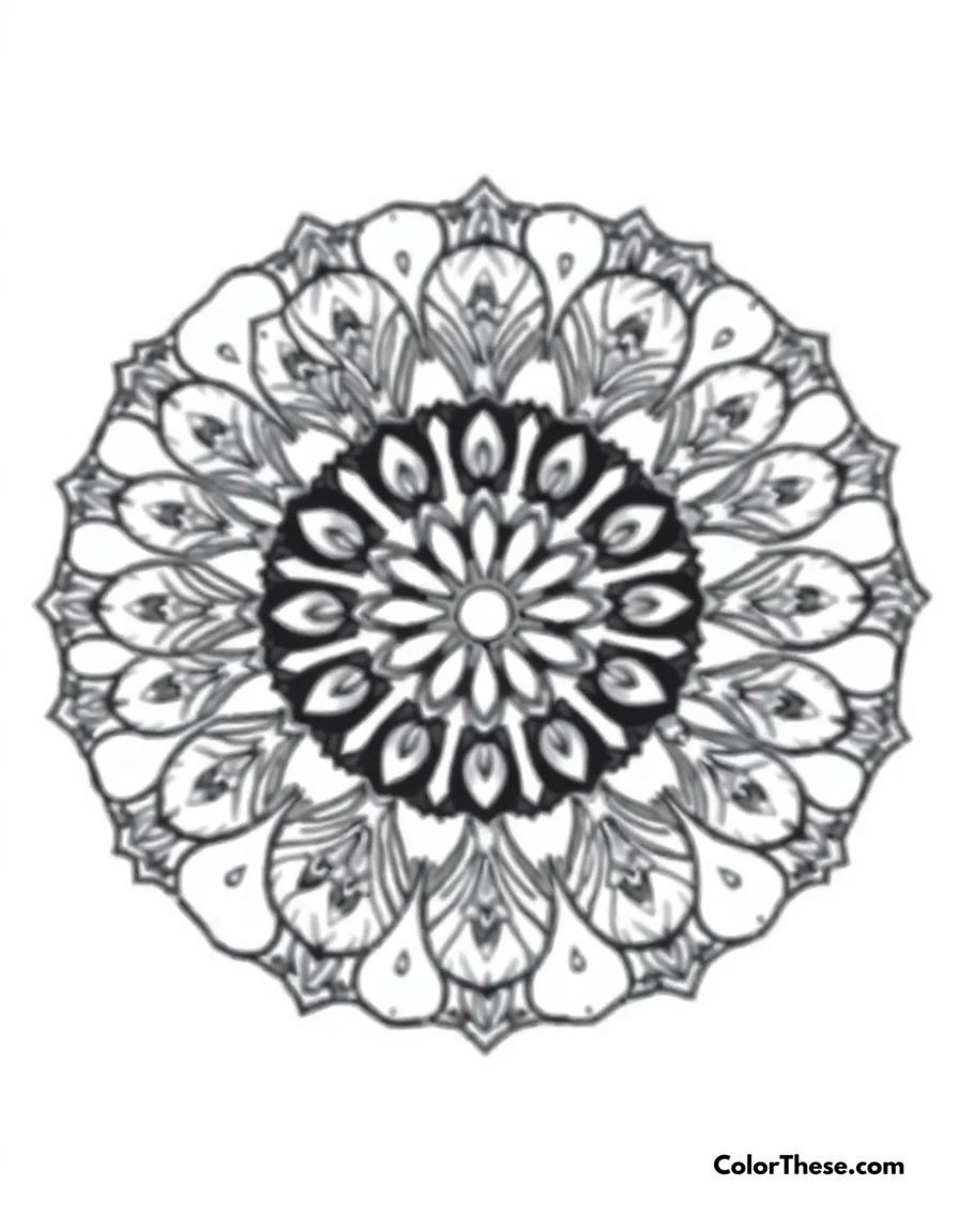 Free printable falcon mandala with talon patterns coloring page for kids and adults. A mandala featuring falcon-inspired talon patterns.